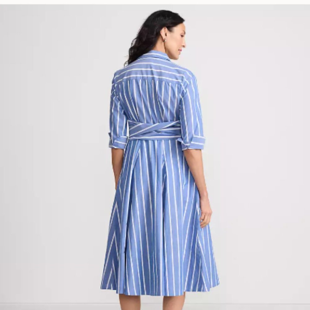 NWT Lands' End Women's Poplin Midi Wrap Front Dress - Picture 2 of 2